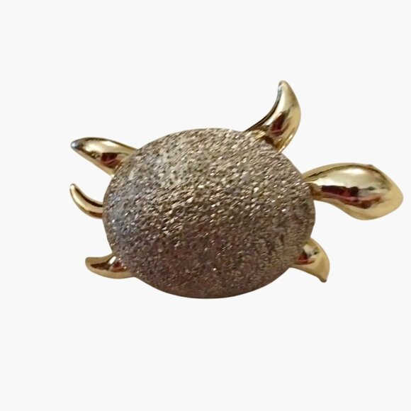 Gold Silver Tone Turtle Brooch Pin - Picture 3 of 5